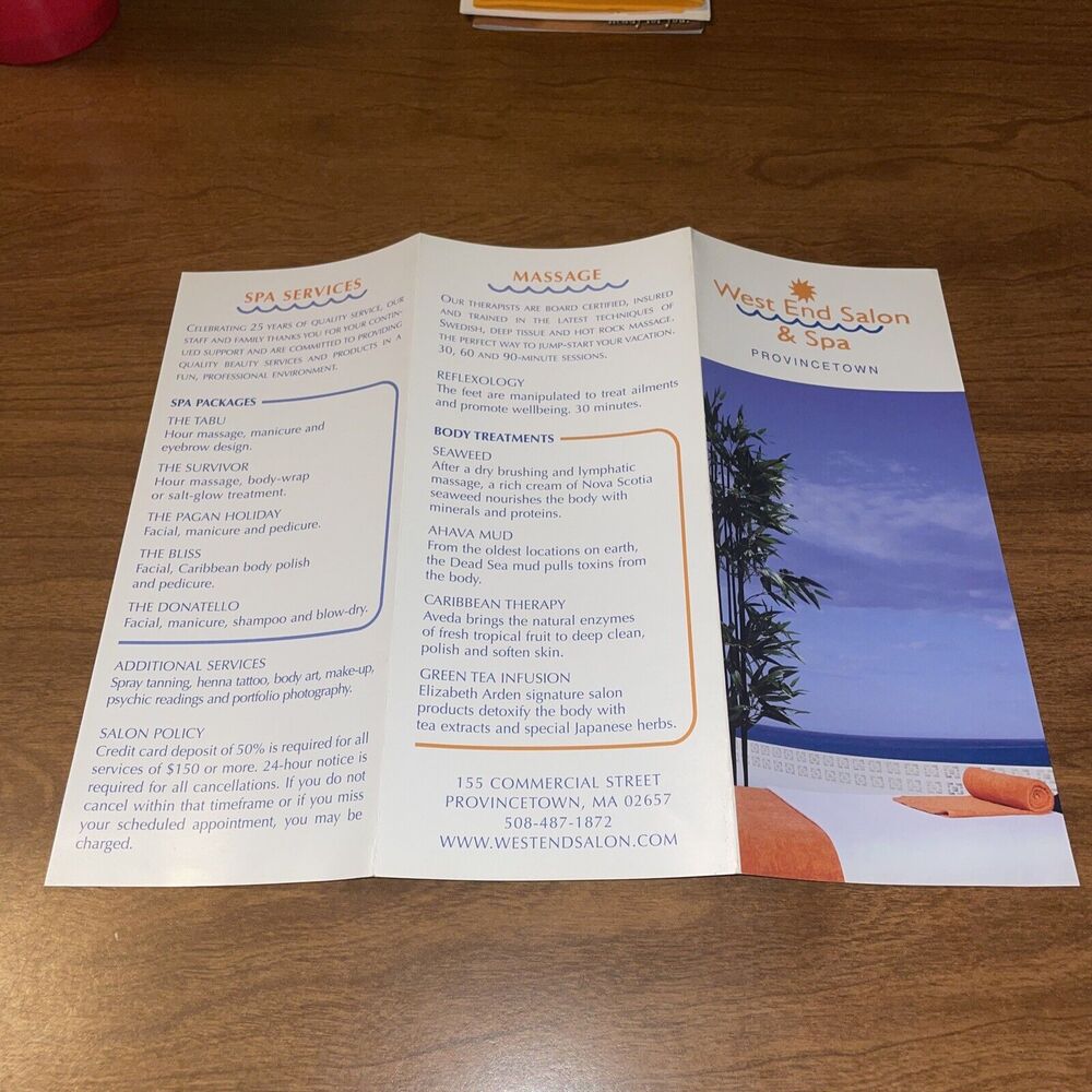 Mid-2000s Brochure West End Salon And Spa Provincetown Massachusetts Services - Picture 4 of 6